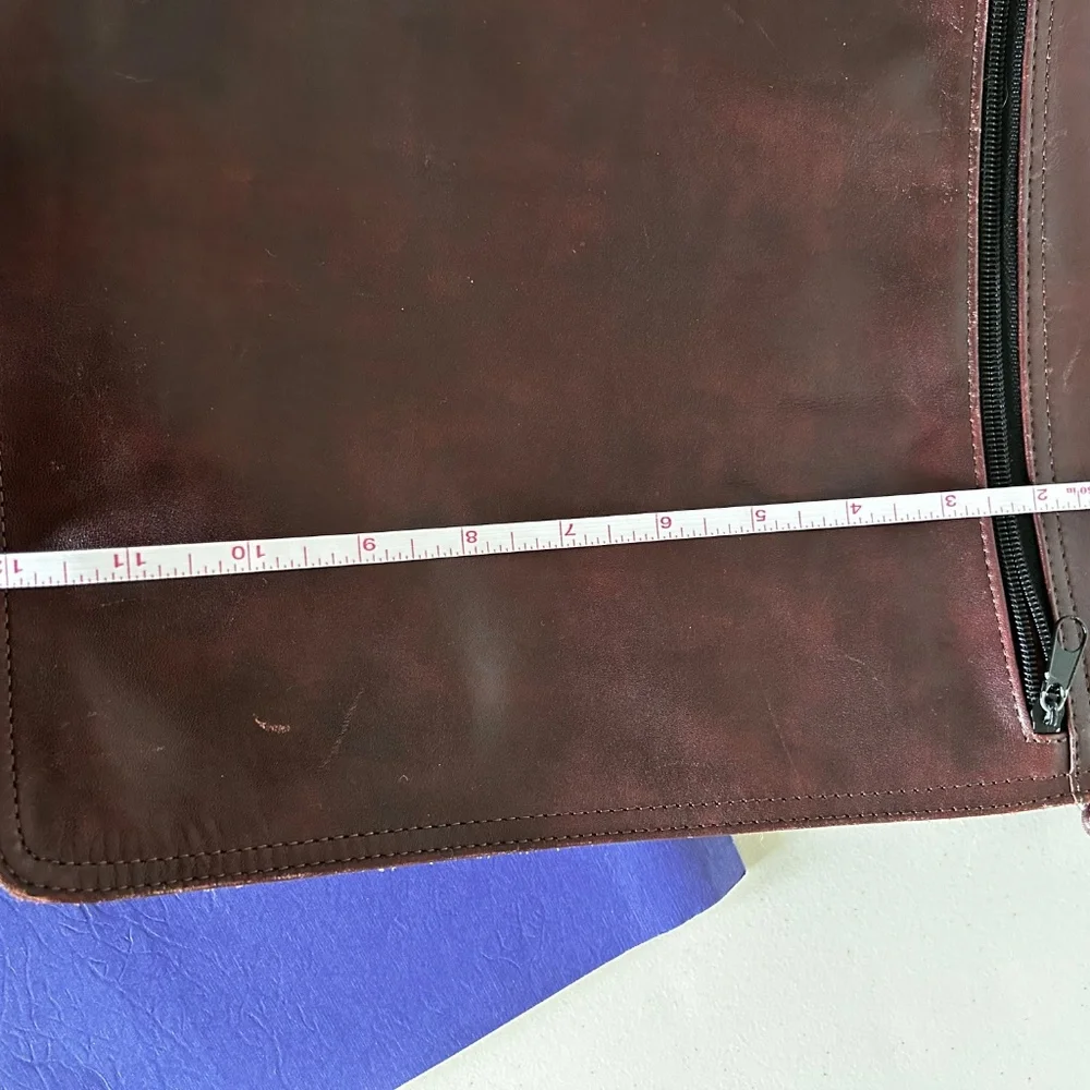 Burgundy Leather Messenger Bag - Unisex